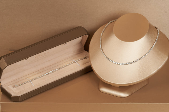 Florence - In Stock -  Lab Grown Diamond Tennis Necklace with Graduated Diamond Size - 18K Gold