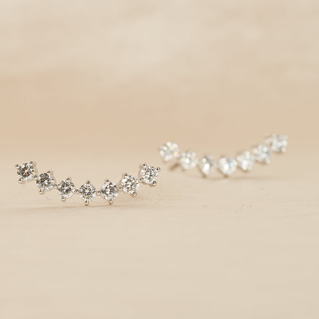 Anna - Diamond Row Stud Oorbellen - 18K Goud - 0.8 ct