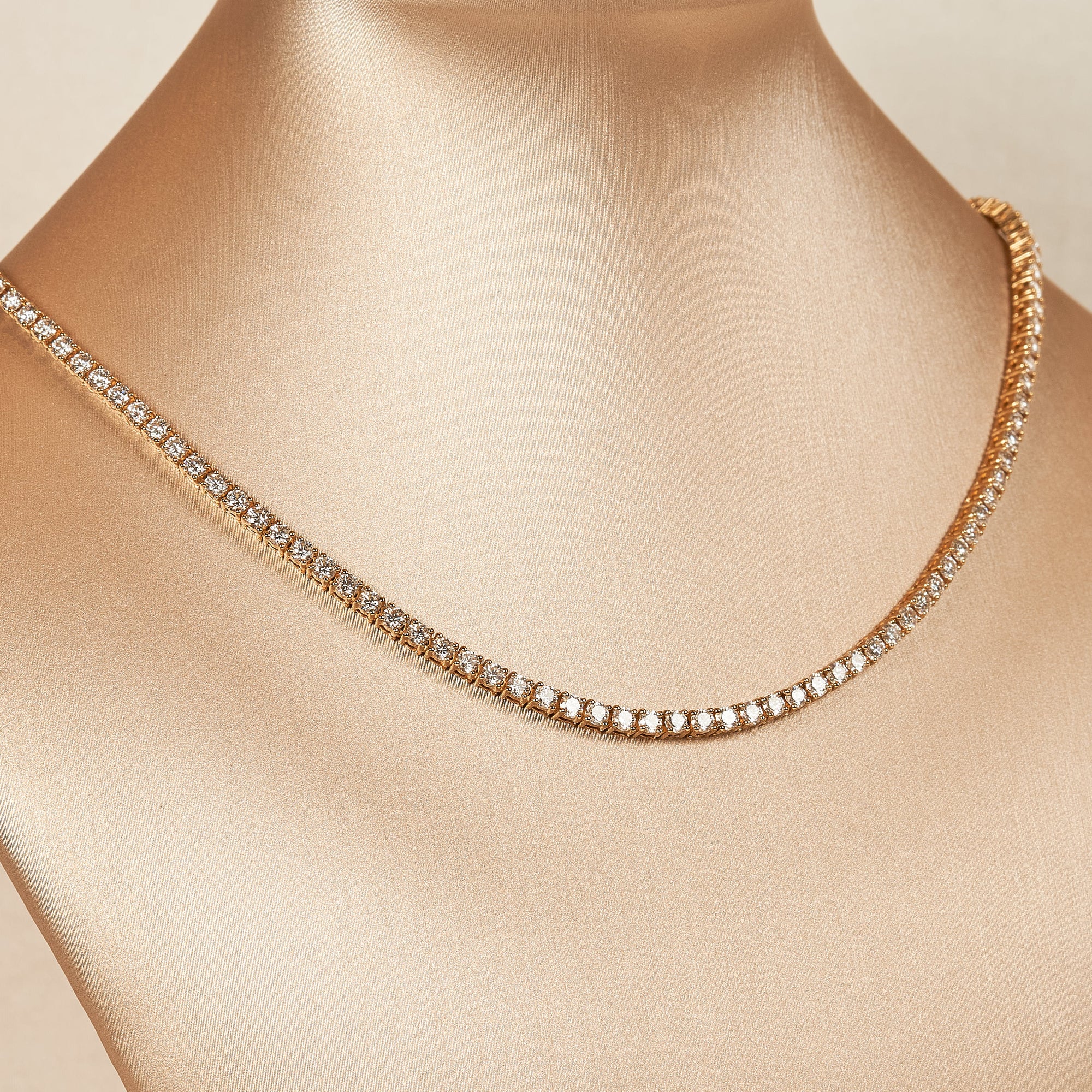 Paige - In Stock - Tennis Choker Lab Grown Diamond Necklace - 18K Gold - 8,00 ct