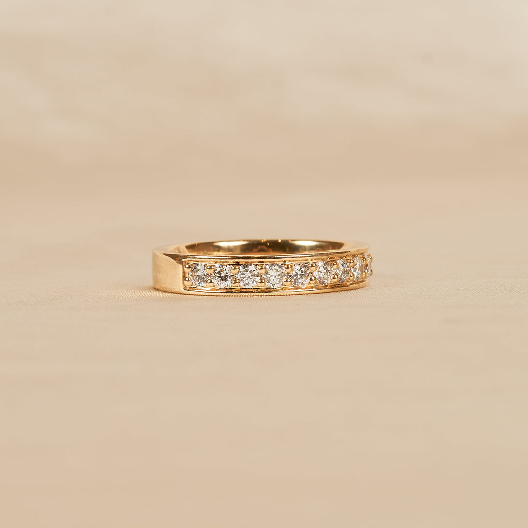 Marly Ring - Half Pave Wide Ring