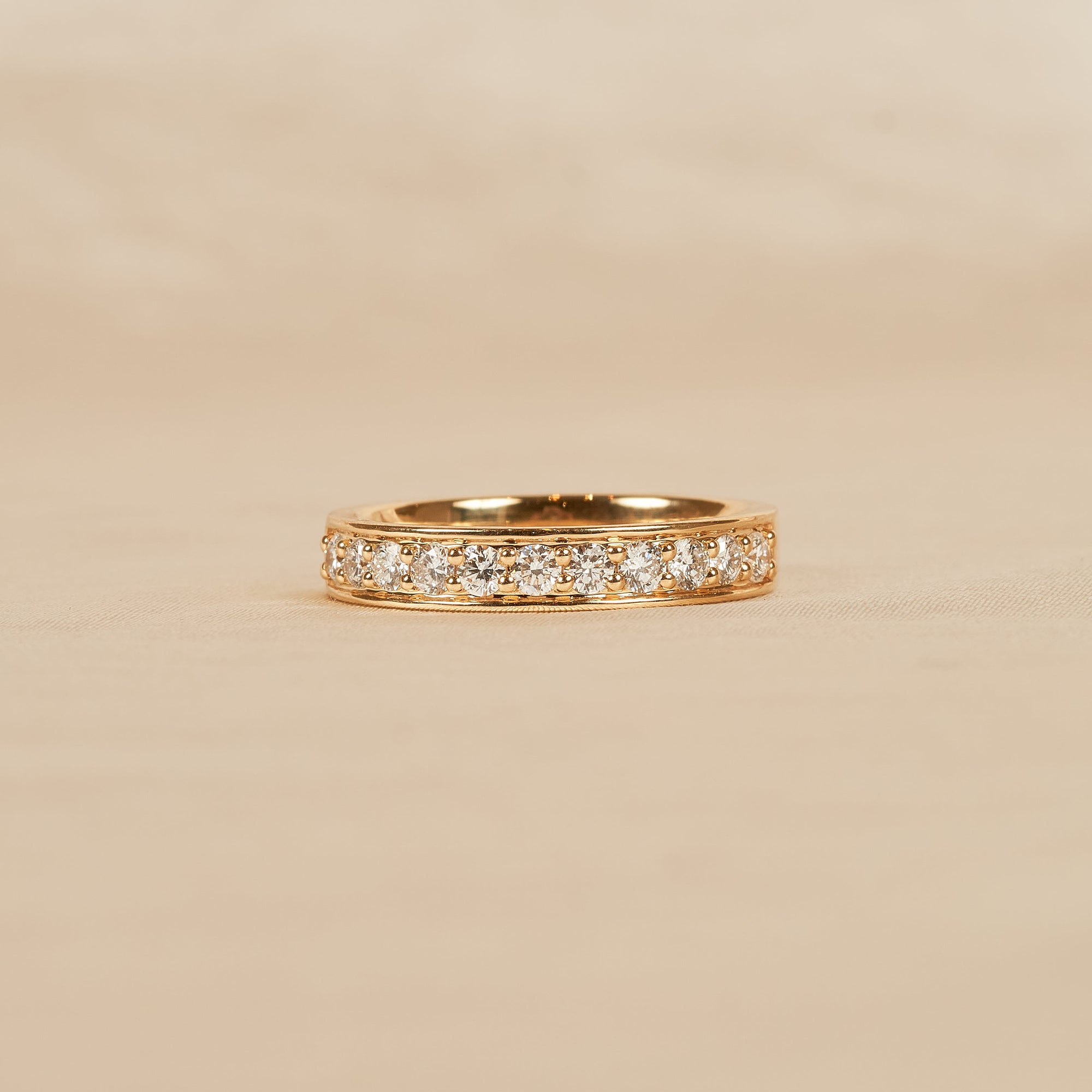 Marly - In Stock - Half Pave Lab Grown DIamond Wide Ring - 18K Gold - 0,48 ct