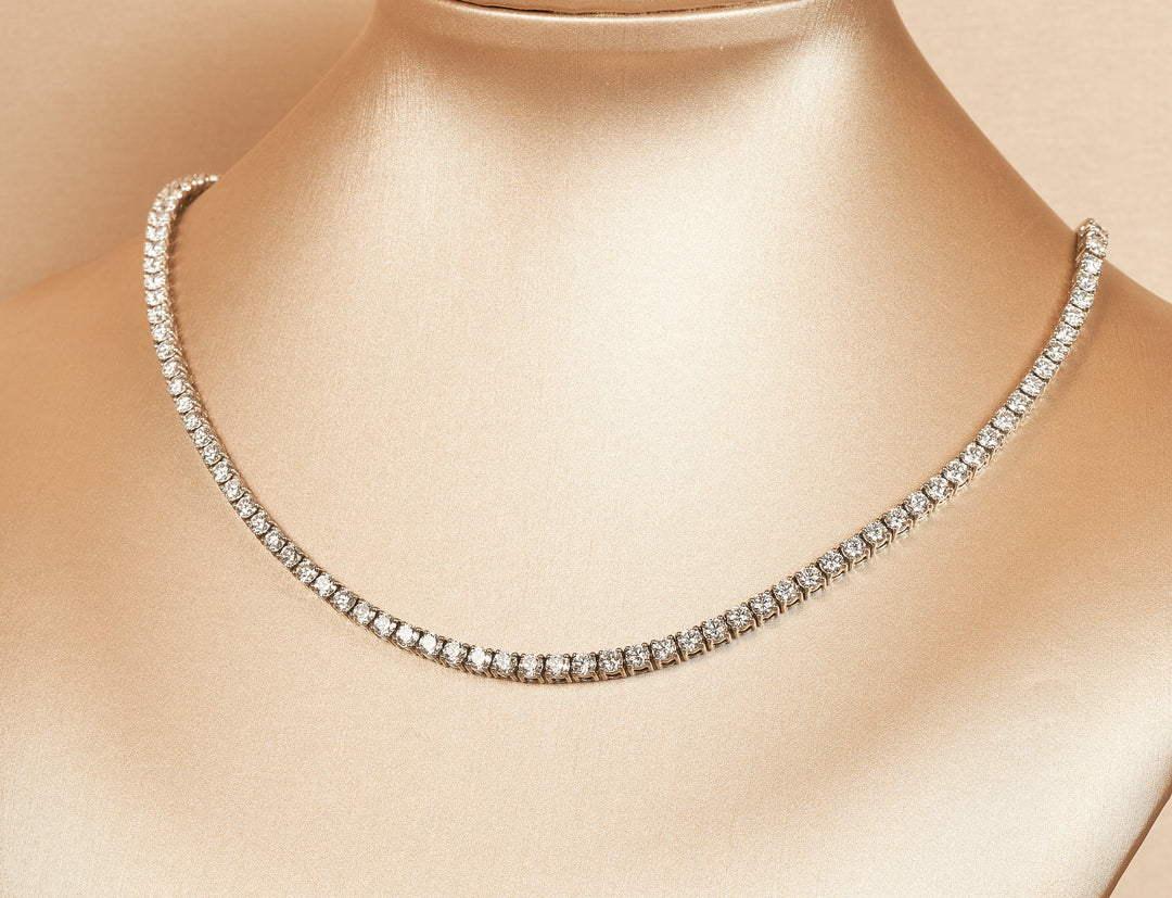 Celine - In Stock - Lab Grown Diamond Tennis Necklace 42 cm - 18K Gold - 6,88 ct