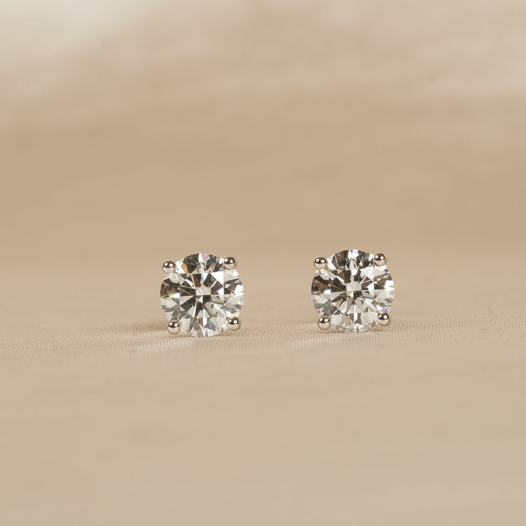 Daisy - Rond Briljant Stud Oorbellen - 18K Goud