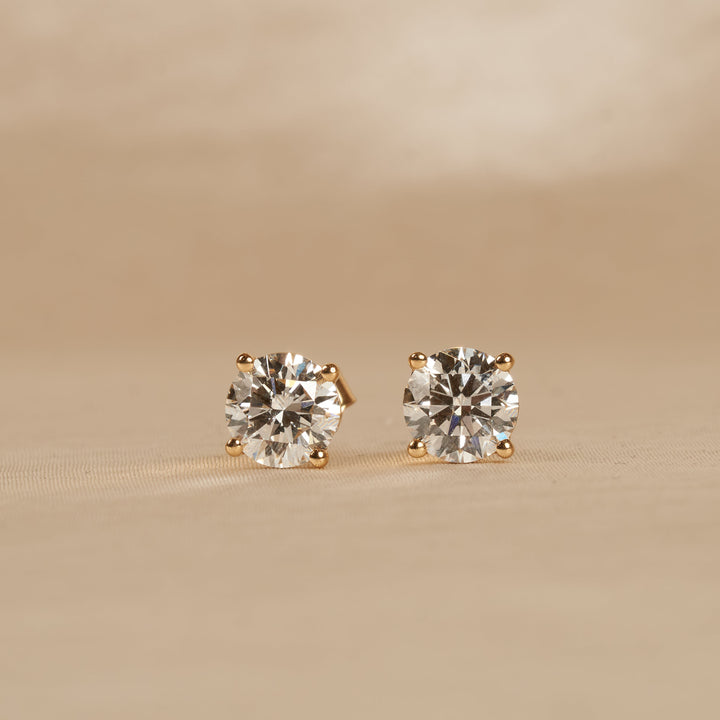 Daisy - Rond Briljant Stud Oorbellen - 18K Goud