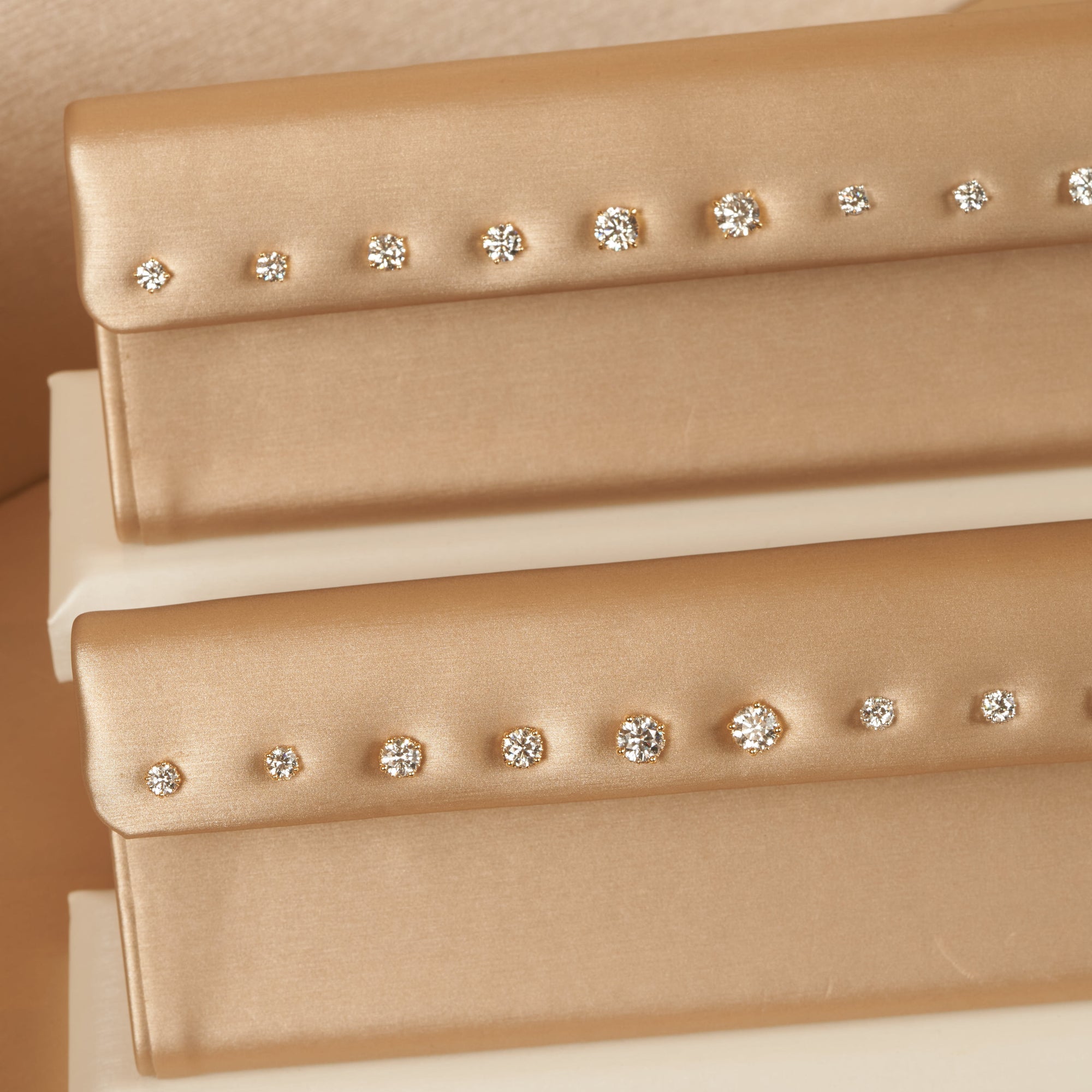 Laura - In Stock - Round Brilliant Lab Grown Diamond Stud Earrings with Hidden Halo - 18K Gold