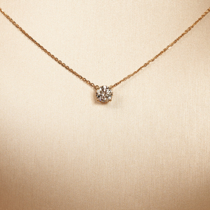 Rond Briljant Ketting met Hidden Halo - 18K Goud