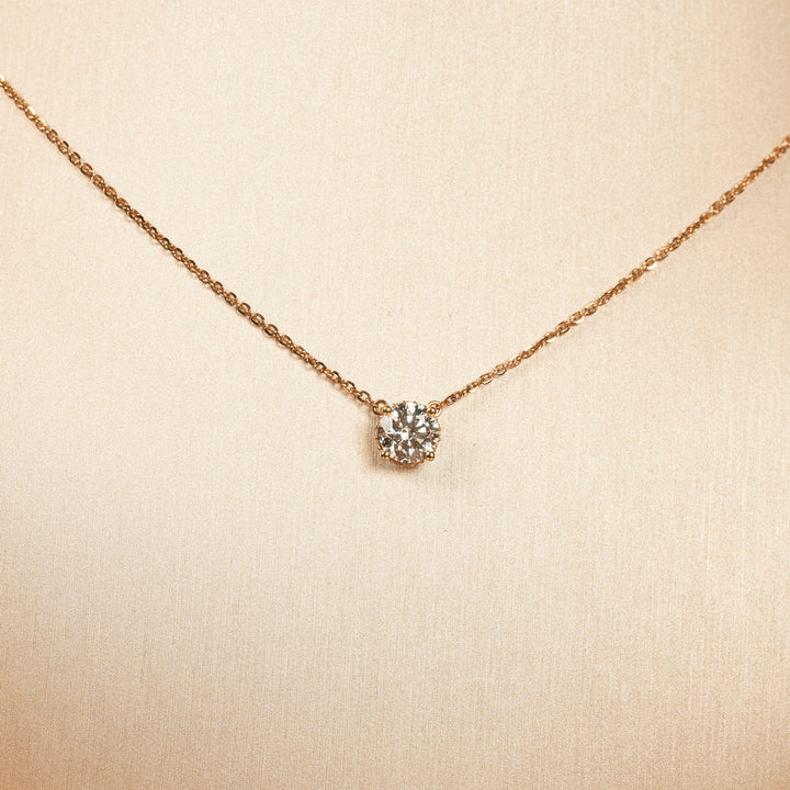 Rond Briljant Ketting met Hidden Halo - 18K Goud
