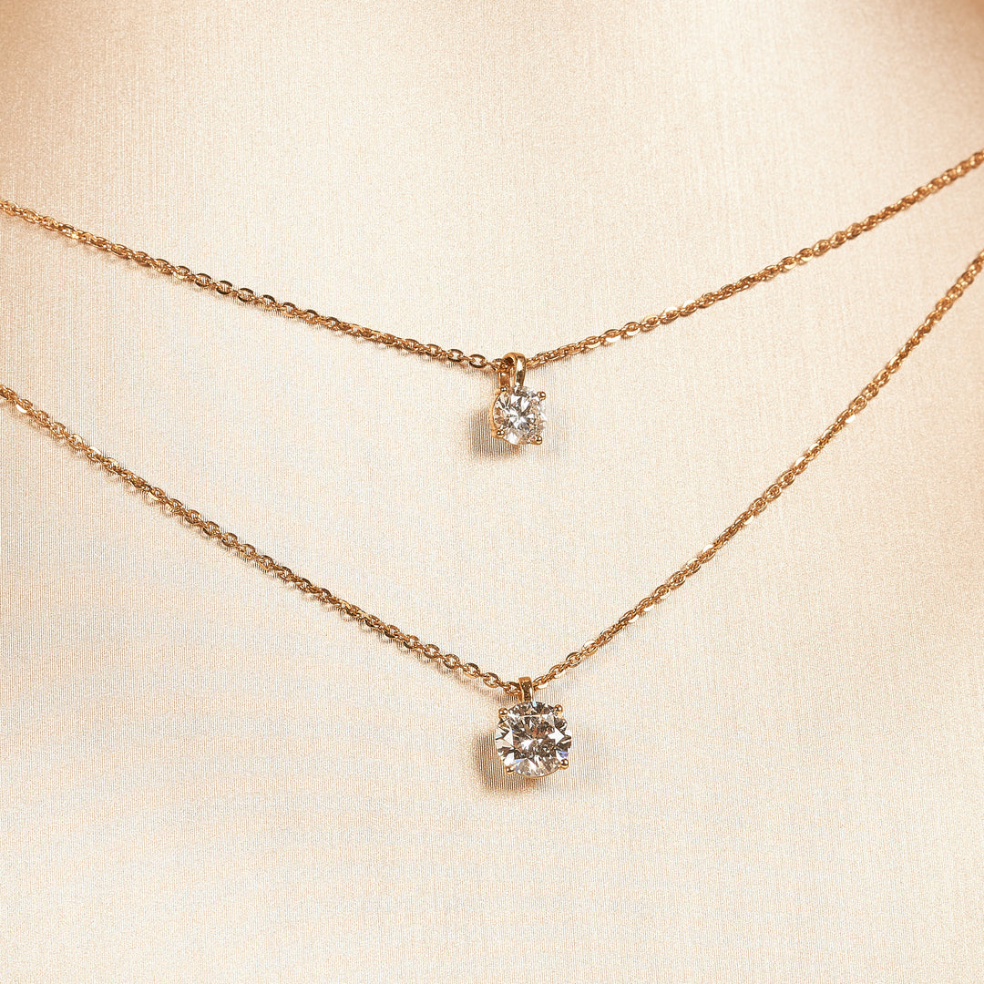 Nikki - In Stock - Round Brilliant Lab Grown Diamond Pendant Necklace - 18K Gold - 1,00 ct