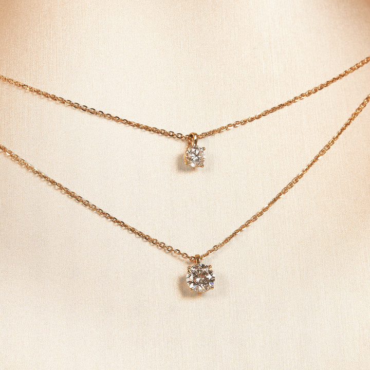 Nikki - In Stock - Round Brilliant Lab Grown Diamond Pendant Necklace - 18K Gold - 1,00 ct