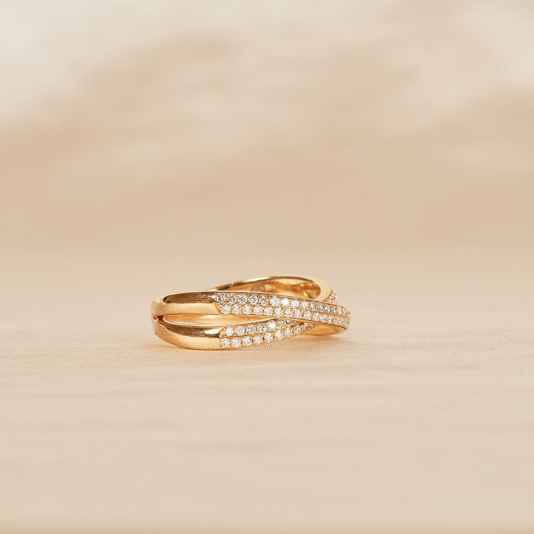 Crossover Pave Ring  - 18K Geelgoud - 0,48 ct