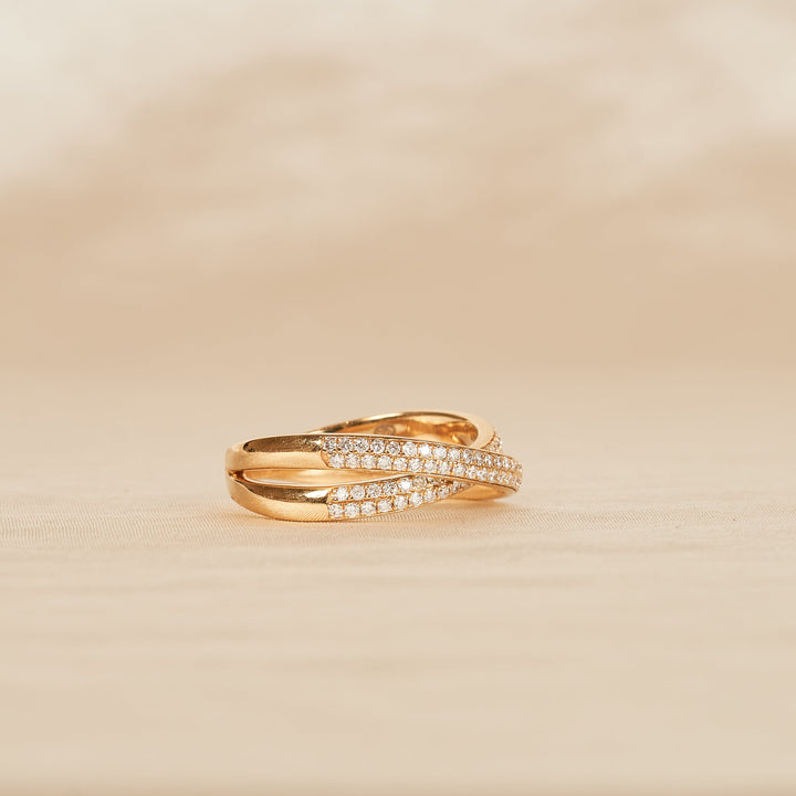 Crossover Pave Ring  - 18K Geelgoud - 0,48 ct
