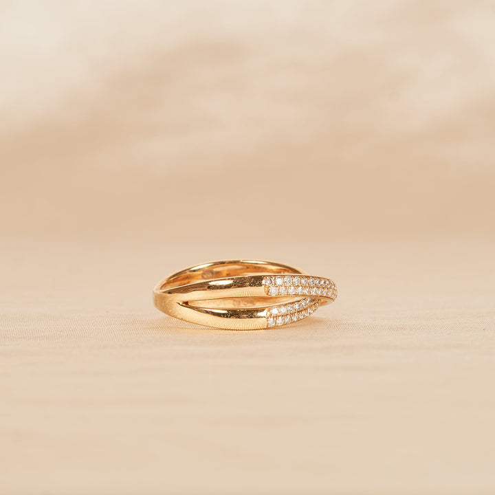 Crossover Pave Ring  - 18K Geelgoud - 0,48 ct