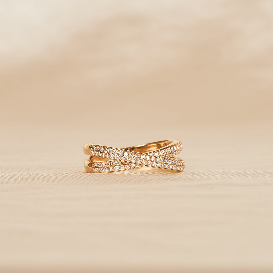 Crossover Pave Ring  - 18K Geelgoud - 0,48 ct