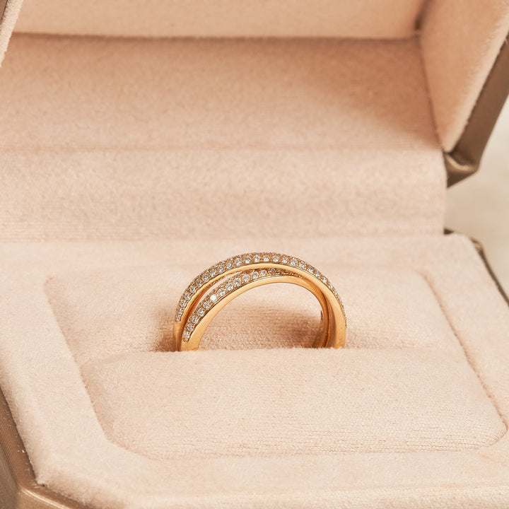 Crossover Pave Ring  - 18K Geelgoud - 0,48 ct