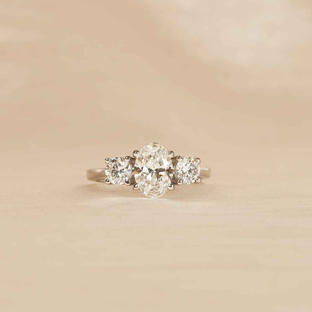 Simone - In Stock - Oval Trilogy Lab Grown Diamond Ring - Platinum - 2 ct