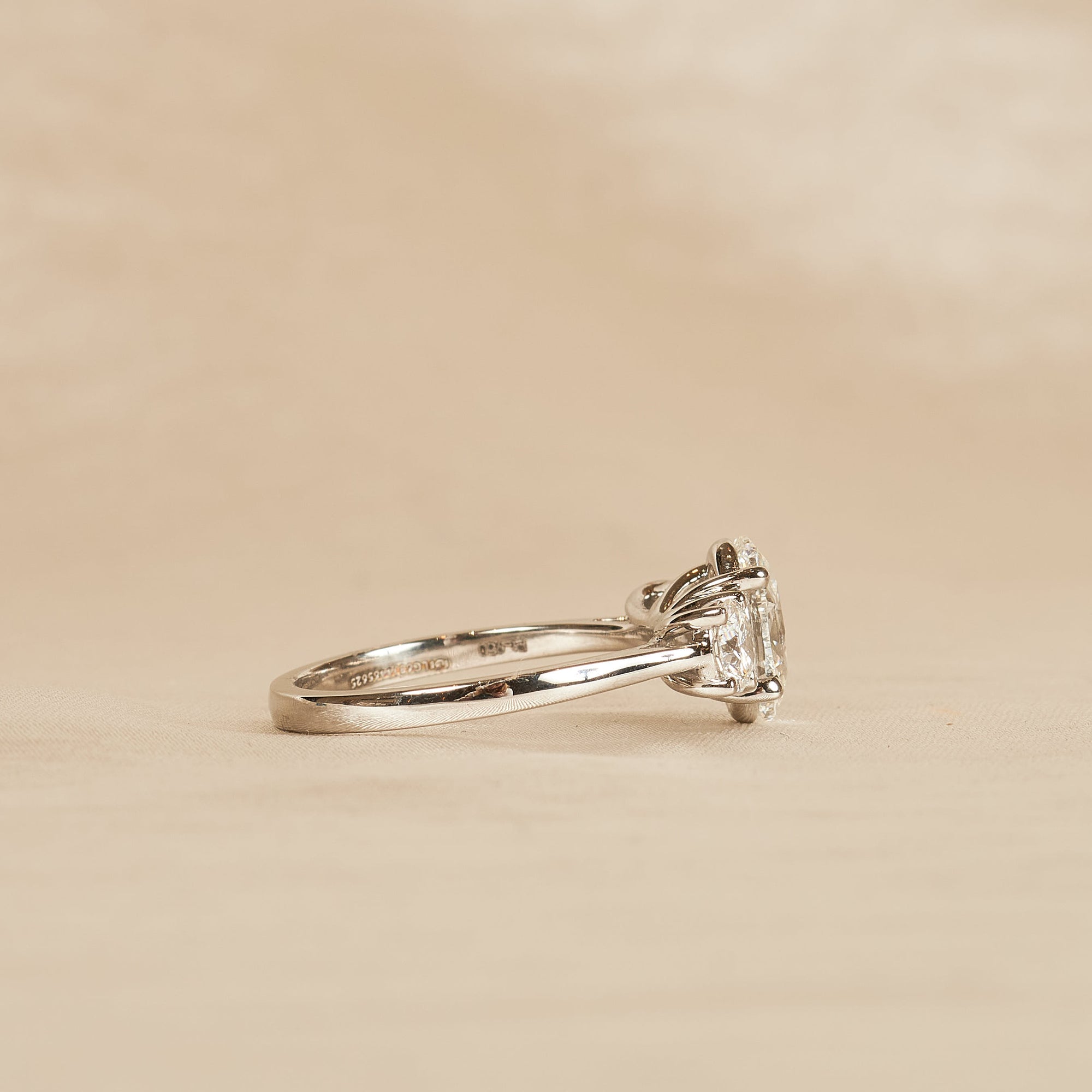 Simone - In Stock - Oval Trilogy Lab Grown Diamond Ring - Platinum - 2 ct