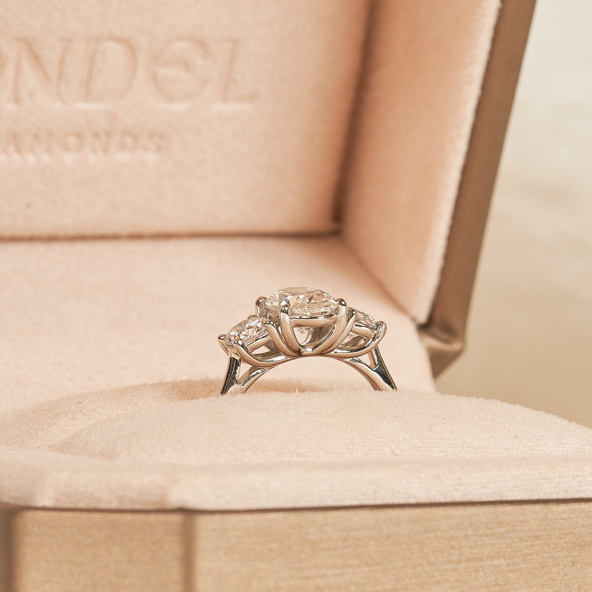 Simone - In Stock - Oval Trilogy Lab Grown Diamond Ring - Platinum - 2 ct