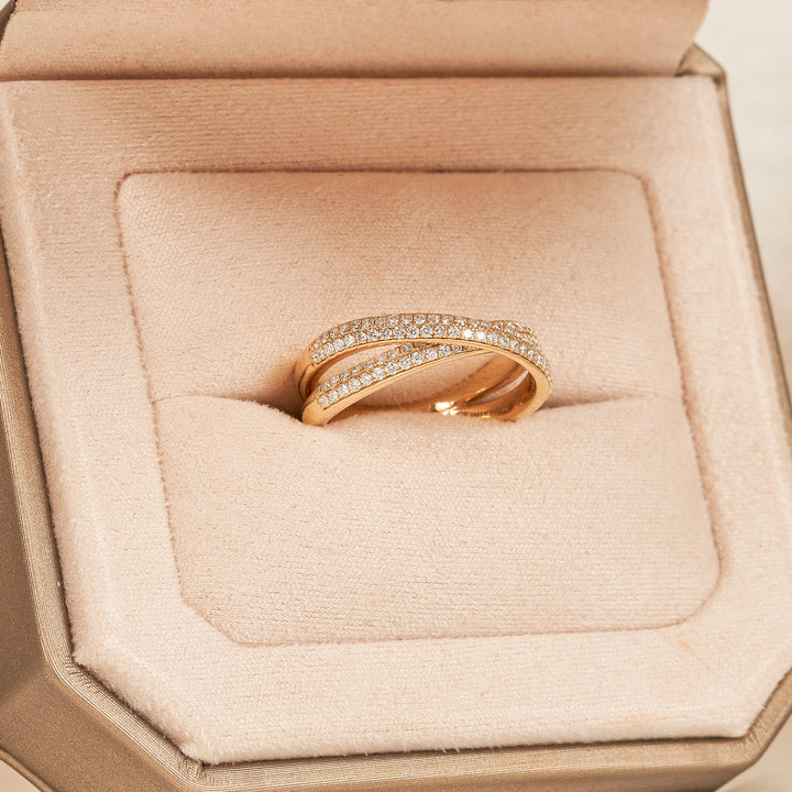 Crossover Pave Ring  - 18K Geelgoud - 0,48 ct