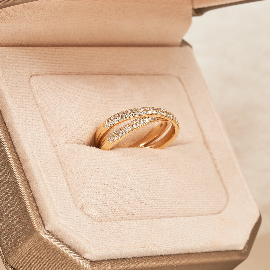 Crossover Pave Ring  - 18K Geelgoud - 0,48 ct