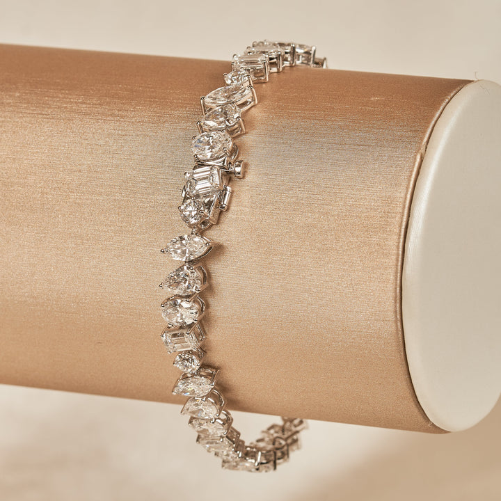 Claire - In Stock - Lab Grown Diamond Tennis Bracelet with Fancy Cut Mix Diamonds - 18K Gold - 12,72 ct