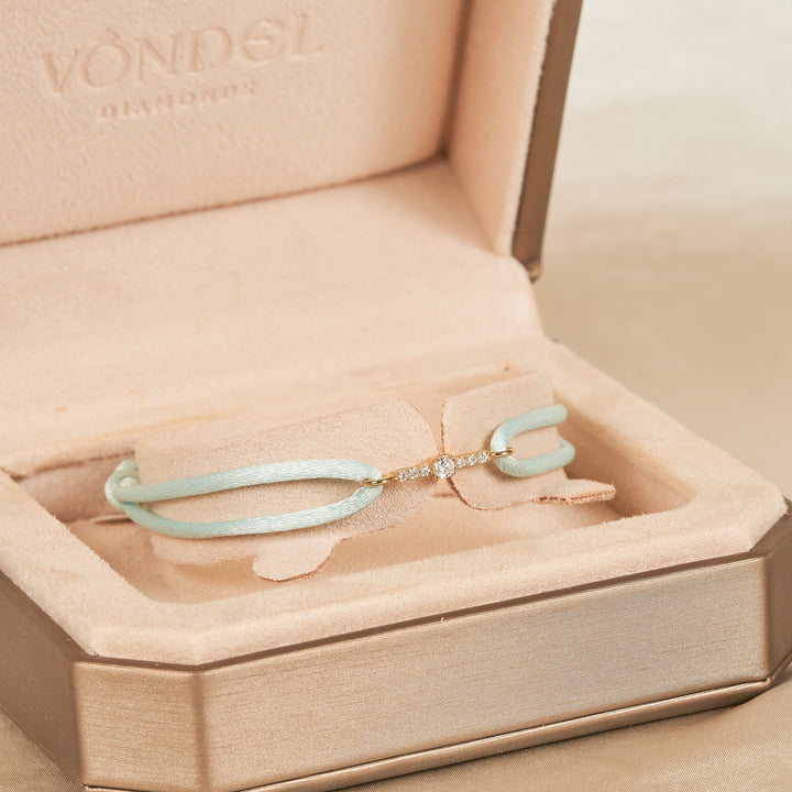 Armband DIAMOND ROW Rond Briljant met Satijnenkoord - 18K goud - 0,13 ct