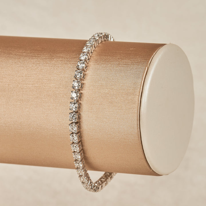 Amélie - In Stock - Classic Lab Grown Diamond Tennis Bracelet with Low Setting - 18K Gold