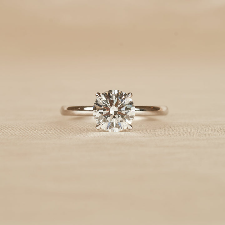 Ronde Solitair Ring met Hidden Halo - 18K Witgoud - 2,15 ct