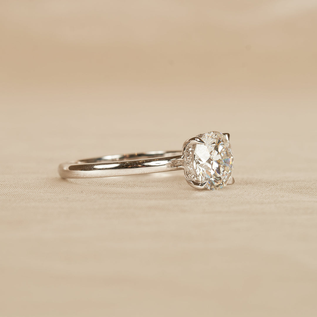 Ronde Solitair Ring met Hidden Halo - 18K Witgoud - 2,15 ct