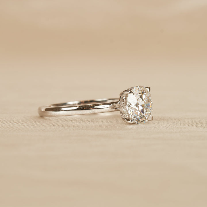 Ronde Solitair Ring met Hidden Halo - 18K Witgoud - 2,15 ct