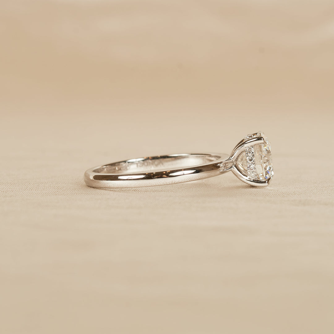 Ronde Solitair Ring met Hidden Halo - 18K Witgoud - 2,15 ct