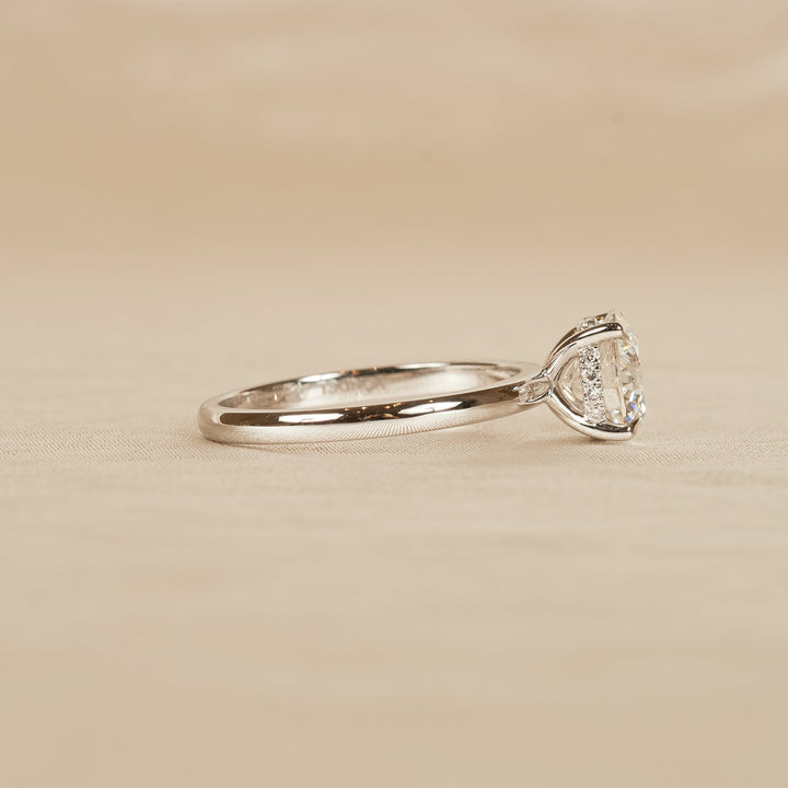 Ronde Solitair Ring met Hidden Halo - 18K Witgoud - 2,15 ct