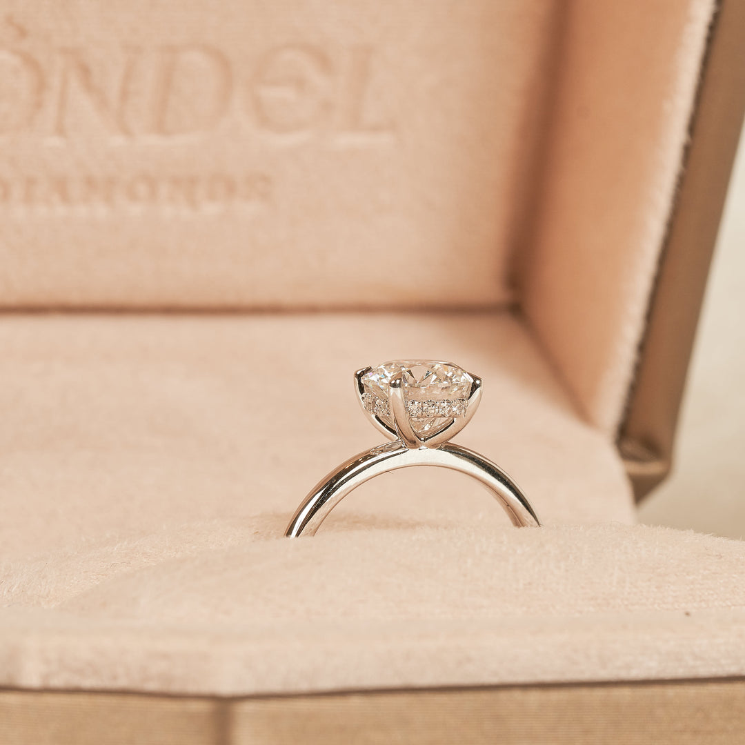 Ronde Solitair Ring met Hidden Halo - 18K Witgoud - 2,15 ct