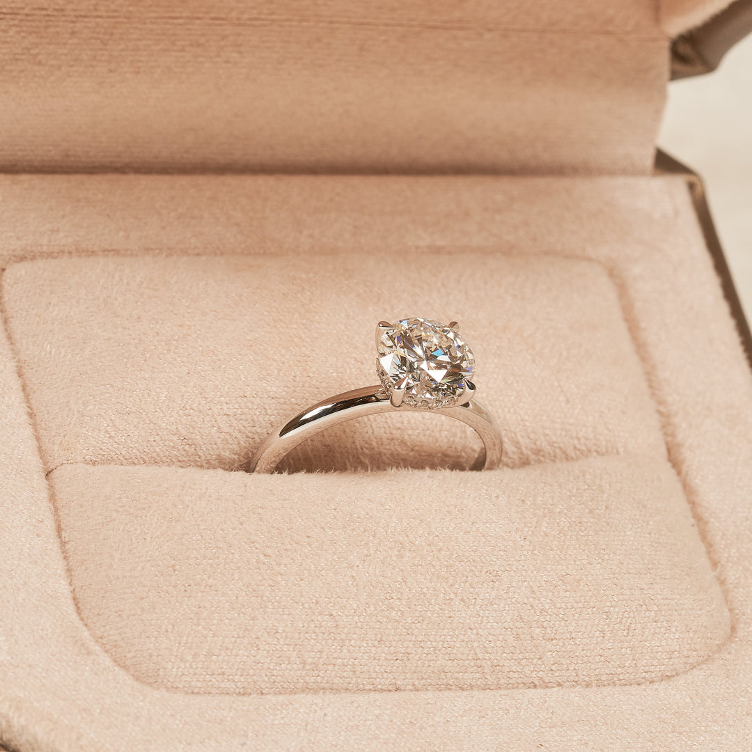 Ronde Solitair Ring met Hidden Halo - 18K Witgoud - 2,15 ct