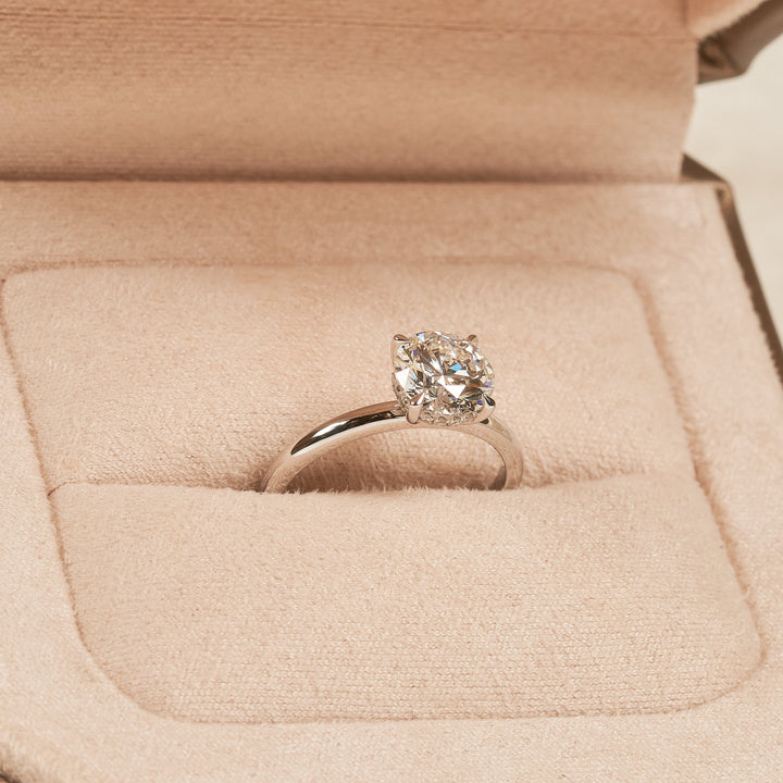 Ronde Solitair Ring met Hidden Halo - 18K Witgoud - 2,15 ct