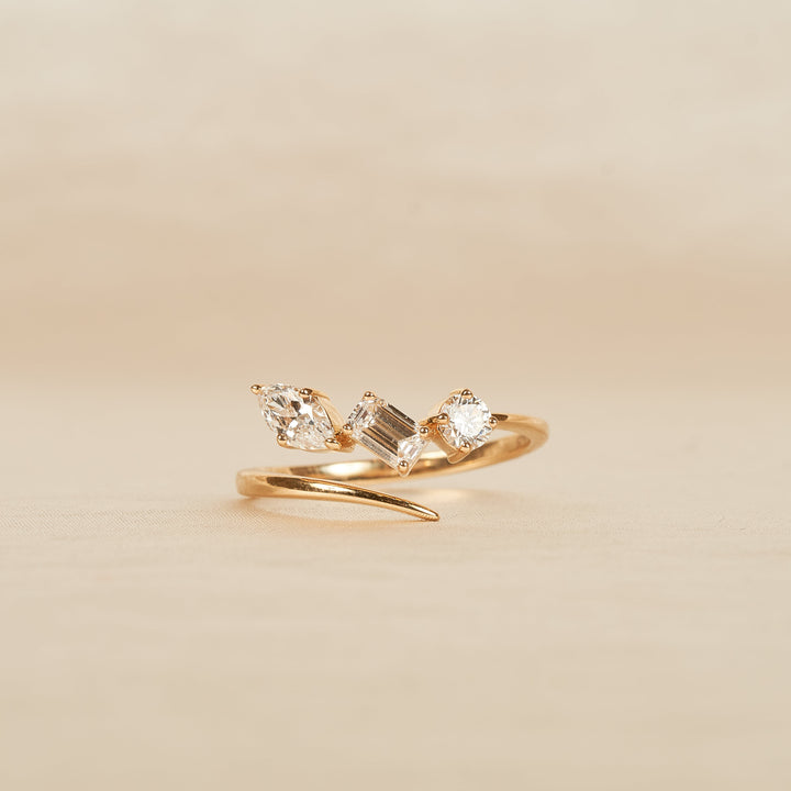 JULIA - Wrap around Ring met DIAMOND CUT MIX enkel - 18K Geelgoud - 0,85 ct