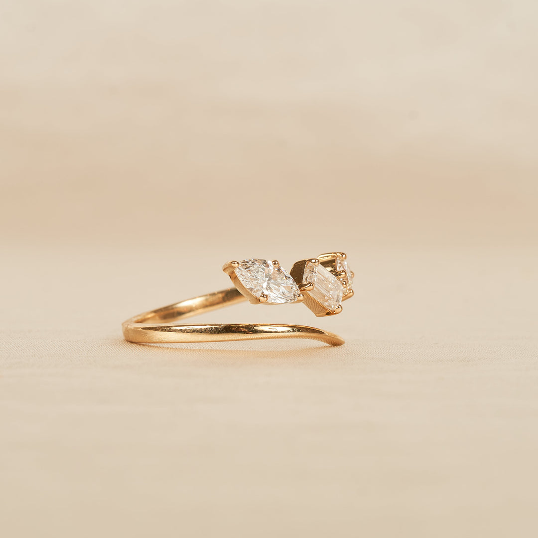 JULIA - Wrap around Ring met DIAMOND CUT MIX enkel - 18K Geelgoud - 0,85 ct