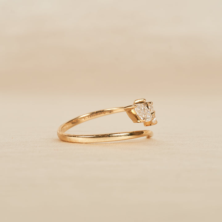 JULIA - Wrap around Ring met DIAMOND CUT MIX enkel - 18K Geelgoud - 0,85 ct