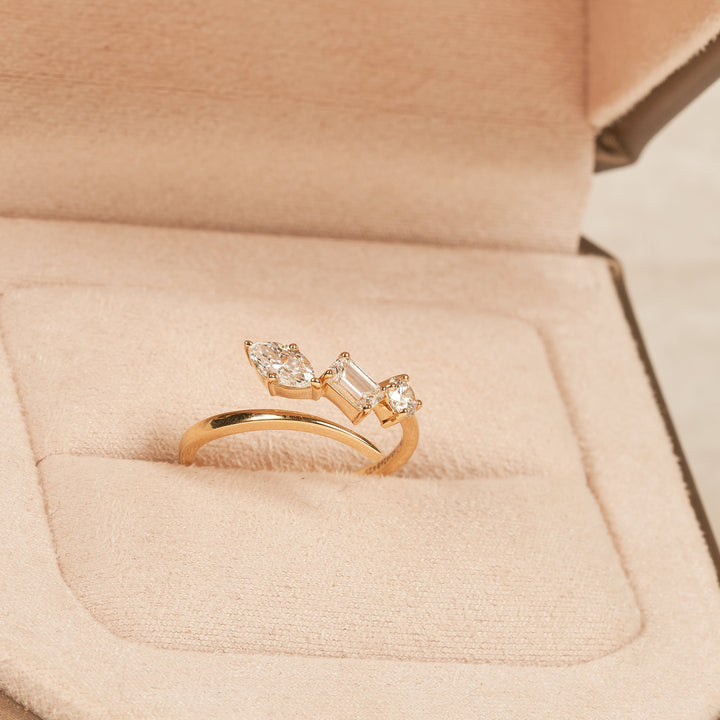 JULIA - Wrap around Ring met DIAMOND CUT MIX enkel - 18K Geelgoud - 0,85 ct