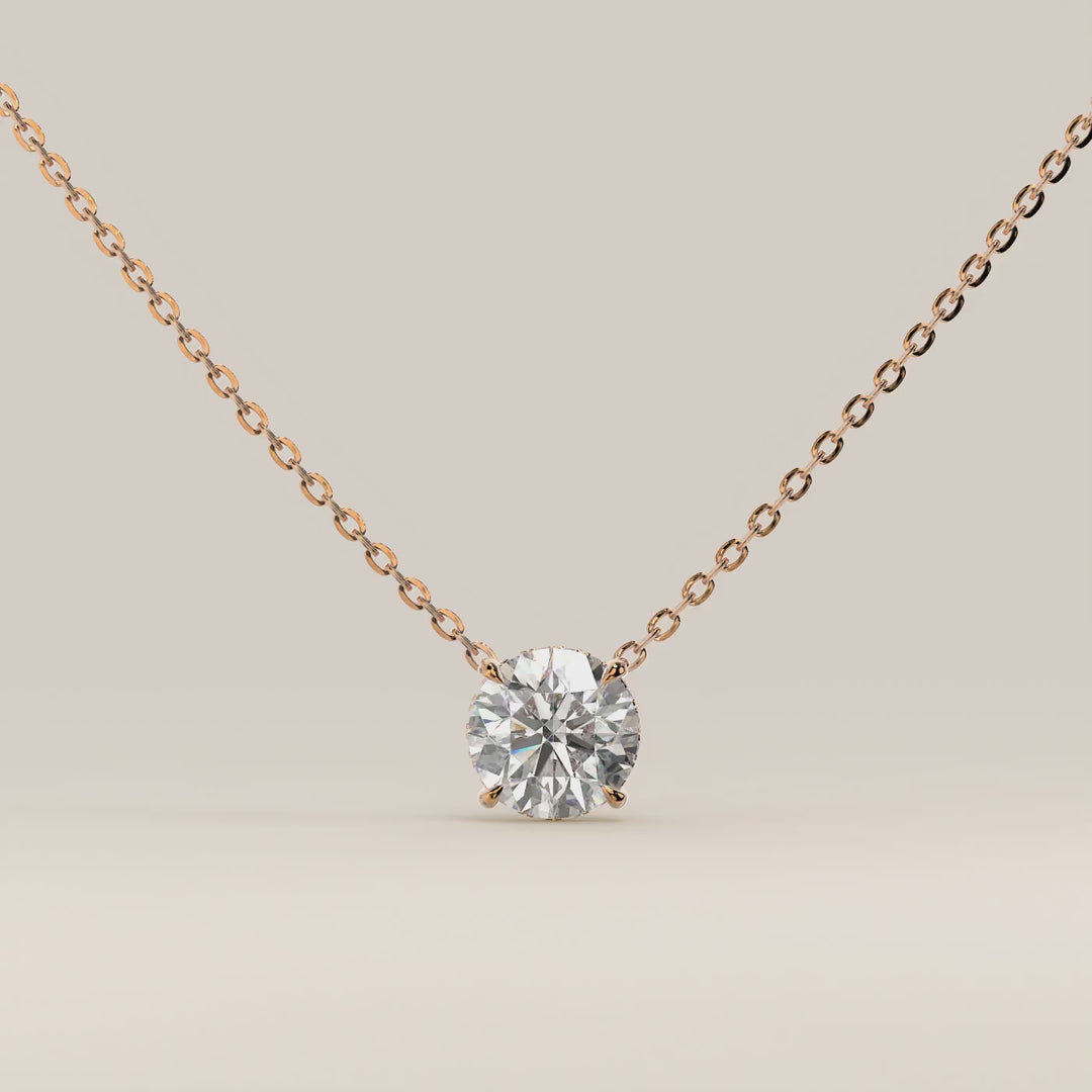 Lisa - Round Lab Grown Diamond Necklace with Hidden Halo