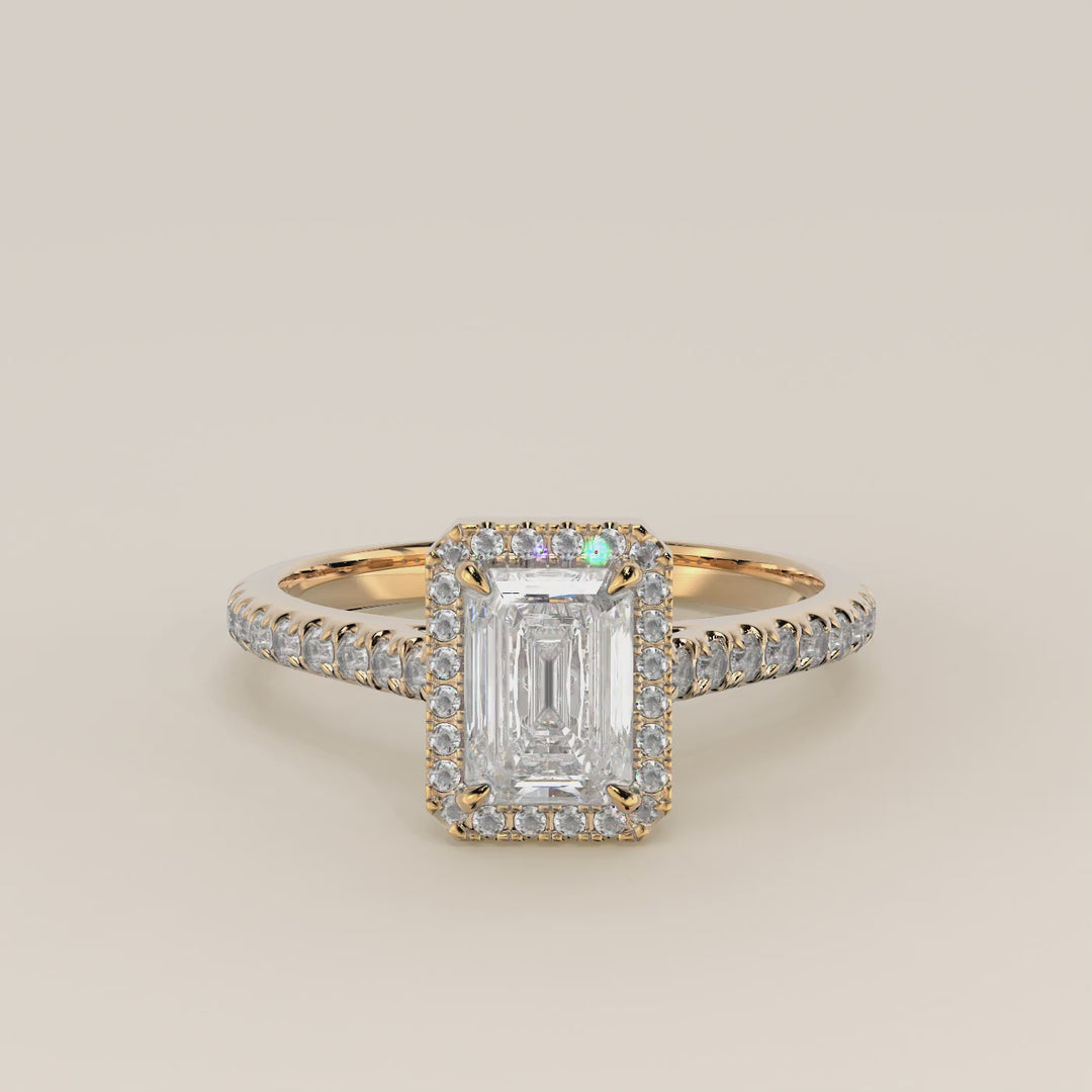 Rosie – Ovaler Halo-Ring mit im Labor gezüchtetem Diamanten und Pavé-Fassung