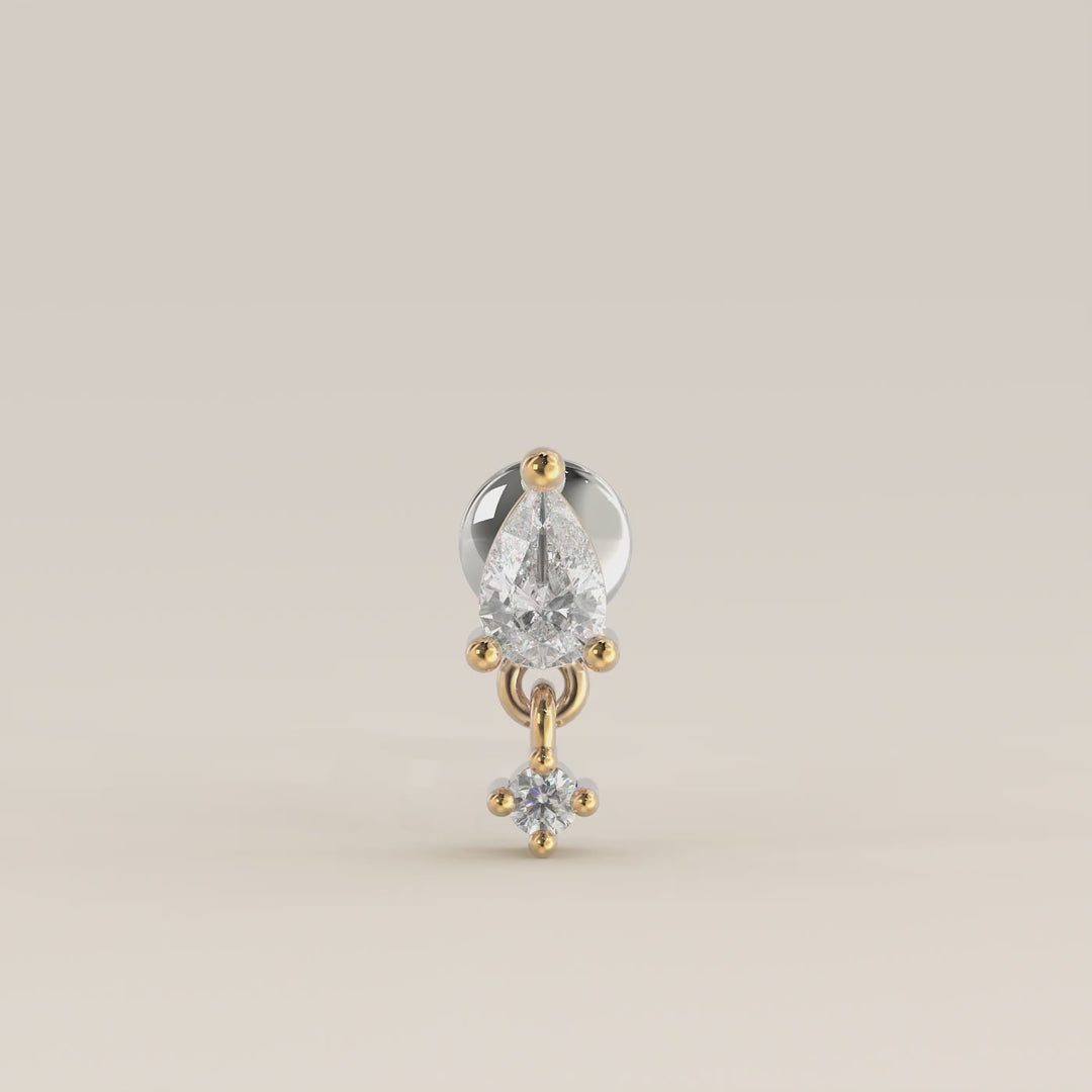 Cascade Pear Round Pendant Small Lab Grown Diamond Piercing