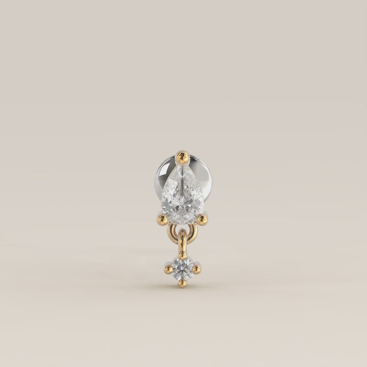 Cascade Pear Round Pendant Small Lab Grown Diamond Piercing