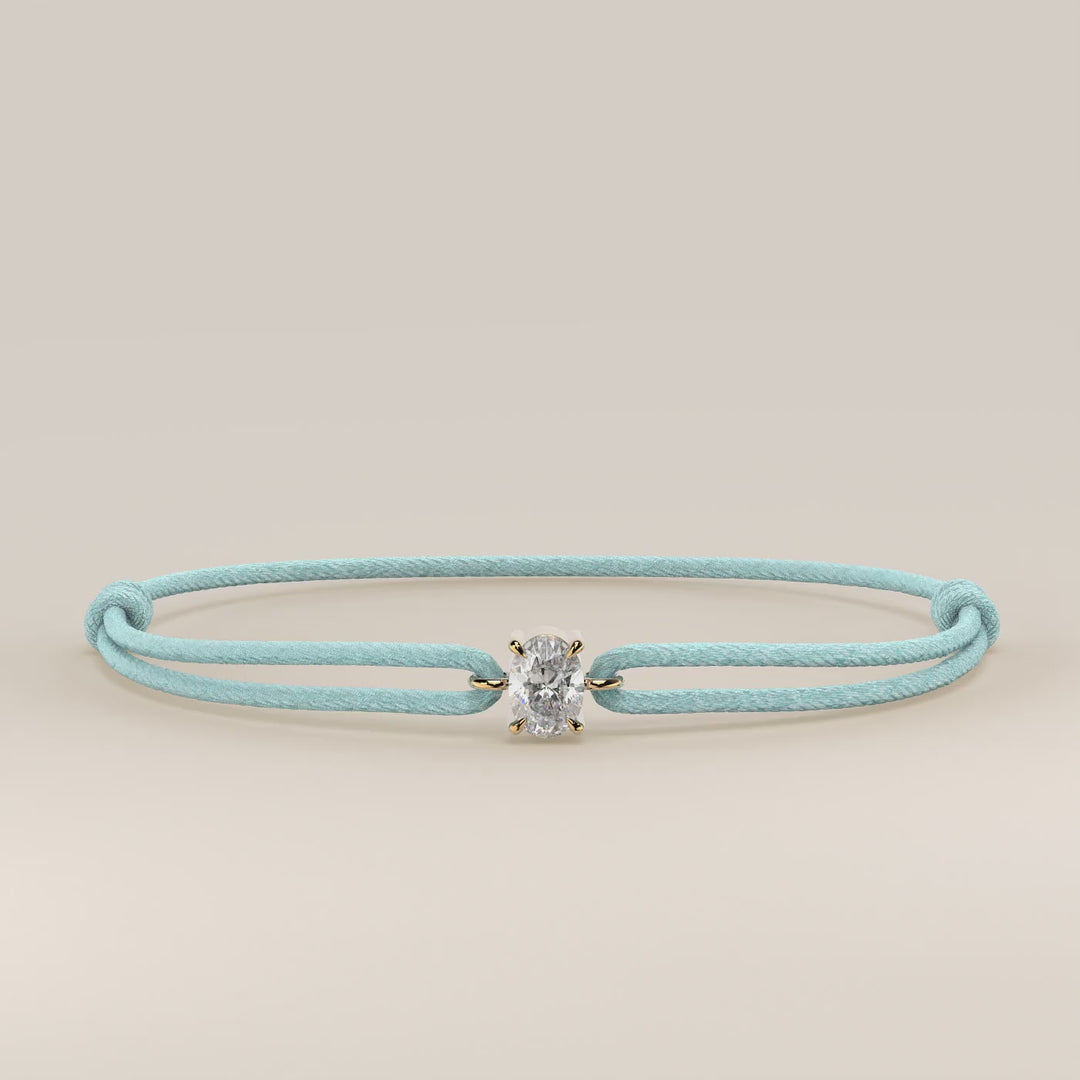 Nora - Oval Lab Grown Diamond Pendant Bracelet with Satin Cord