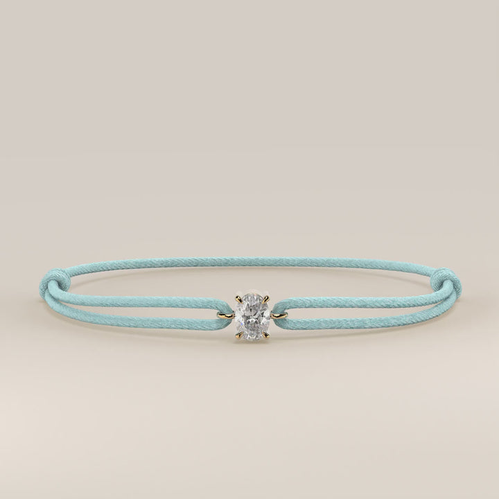 Nora - Oval Lab Grown Diamond Pendant Bracelet with Satin Cord