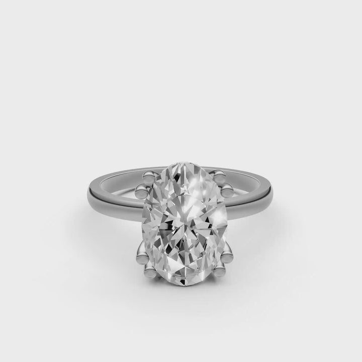 Oval Solitair Hidden Halo Met Dubbele Zetting