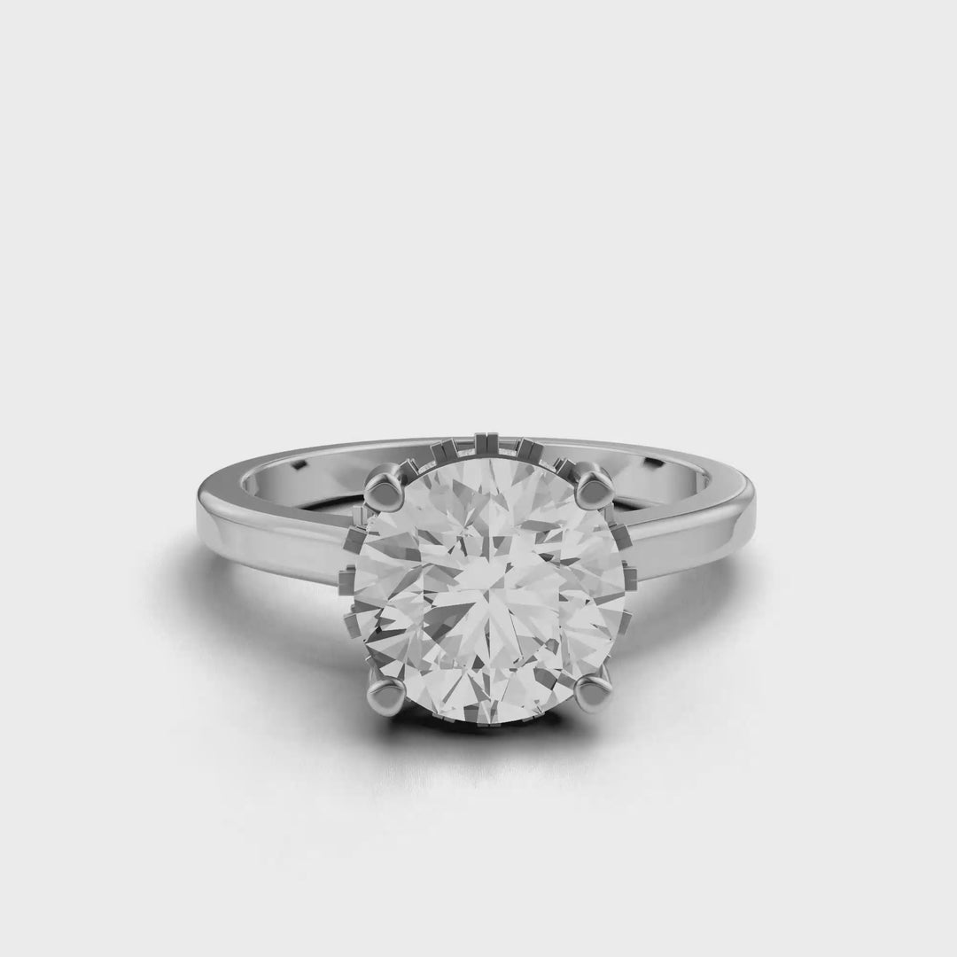 Solitair Hidden Halo Ring met Pave Brug - 18k Geelgoud - 2,23 ct