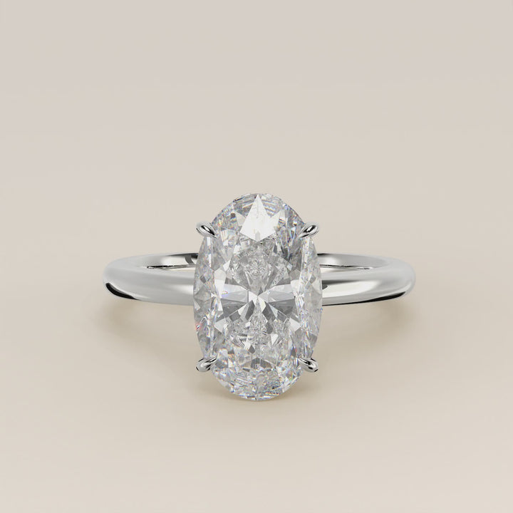 Lauren - Oval Lab Grown Diamond Ring Solitair with Hidden Halo and Open Band