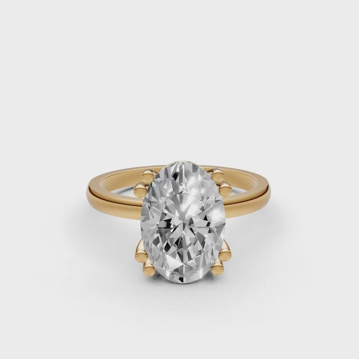 Oval Solitair Hidden Halo Met Dubbele Zetting