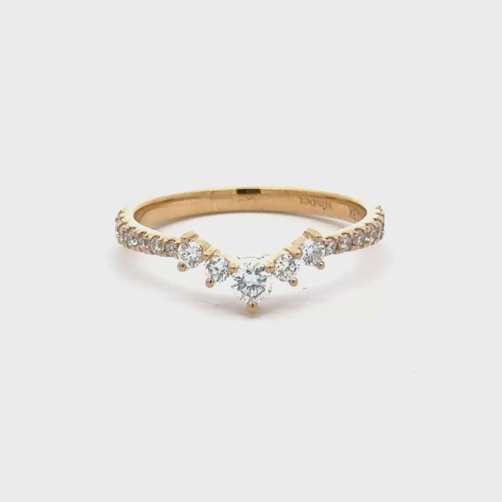 Gebogen Rijring met ronde briljanten - 18K Geelgoud - 0,44 ct