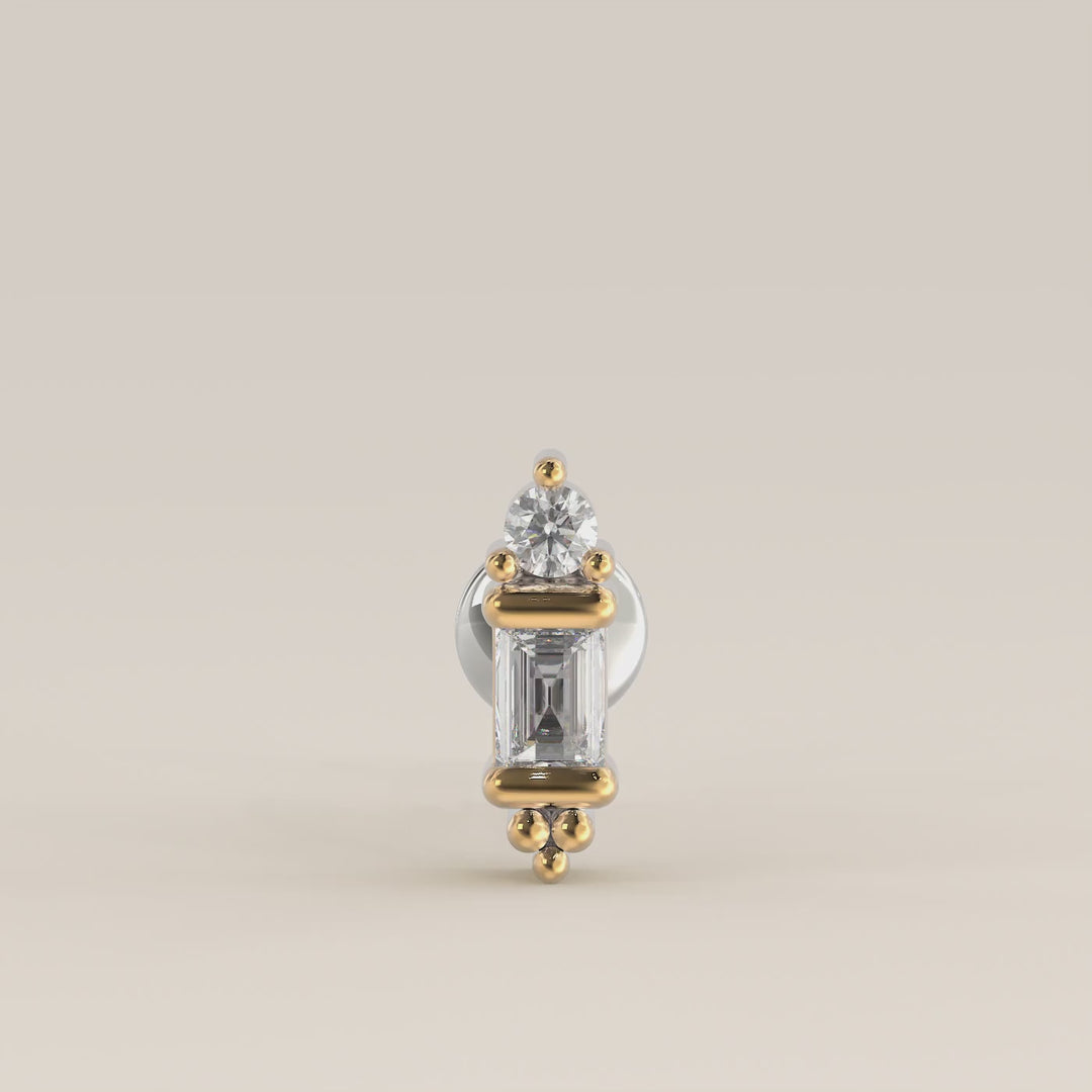 Baguette Round Bezel Ornament Lab Grown Diamond Piercing